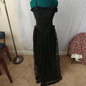 Black Taffeta & Lace Party Dress